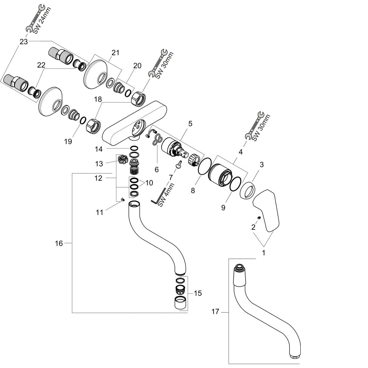 hansgrohe Logis M31 Einhebel-Küchenmischer, Wandmontage Lowspout, 1jet, Chrom