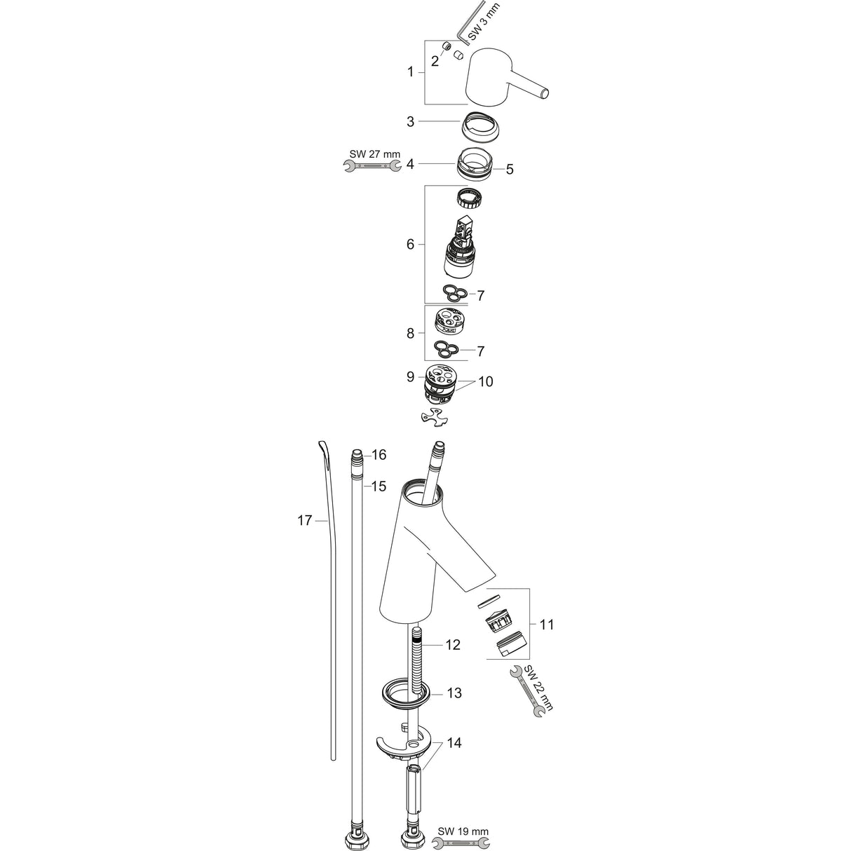 hansgrohe Talis S Einhebel-Waschtischmischer 80 mit Zugstangen-Ablaufgarnitur, Chrom