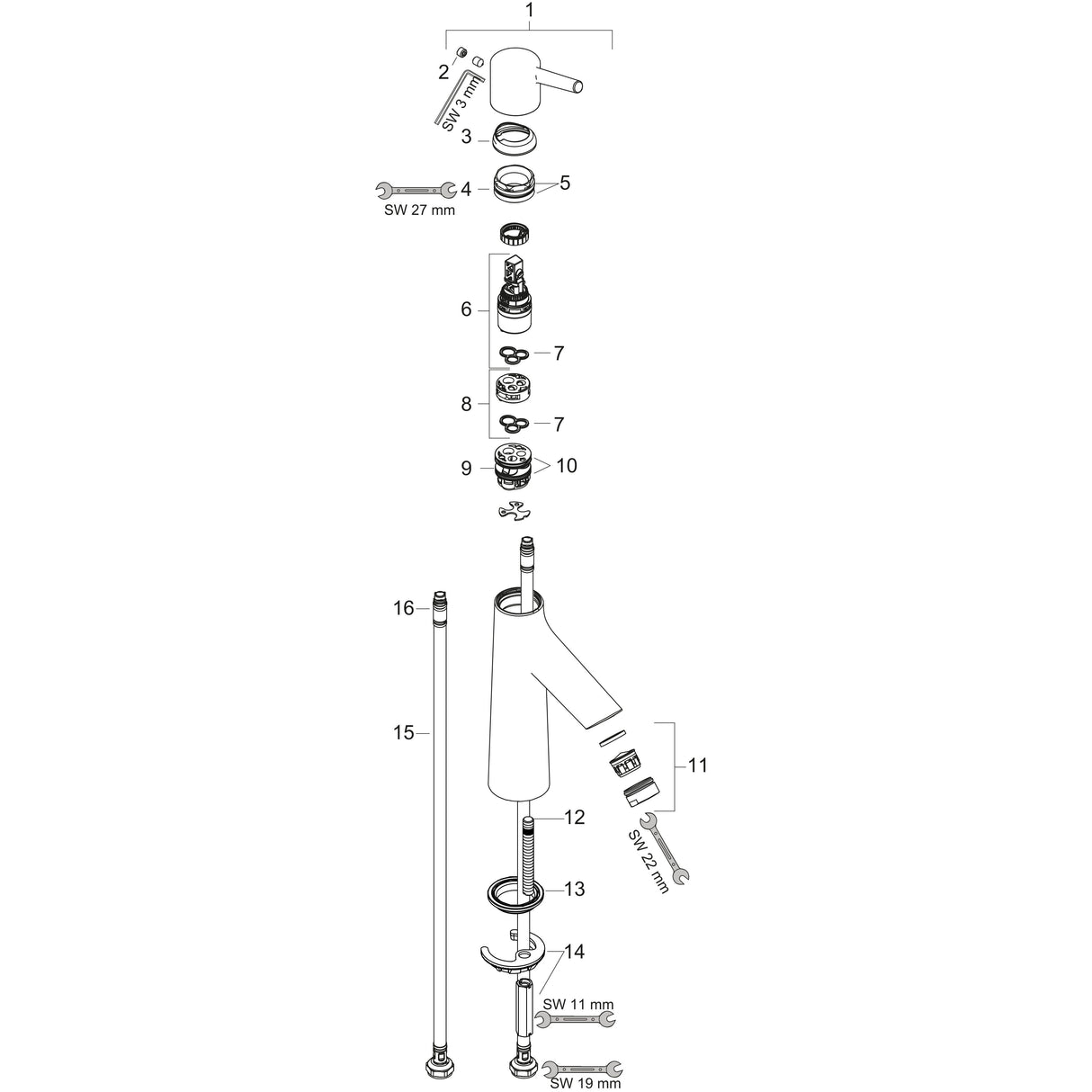 hansgrohe Talis S Einhebel-Waschtischmischer 100 ohne Ablaufgarnitur, Chrom