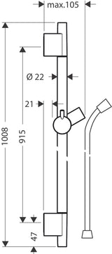 hansgrohe Unica Brausestange S Puro 90 cm mit Isiflex Brauseschlauch 160 cm, Chrom