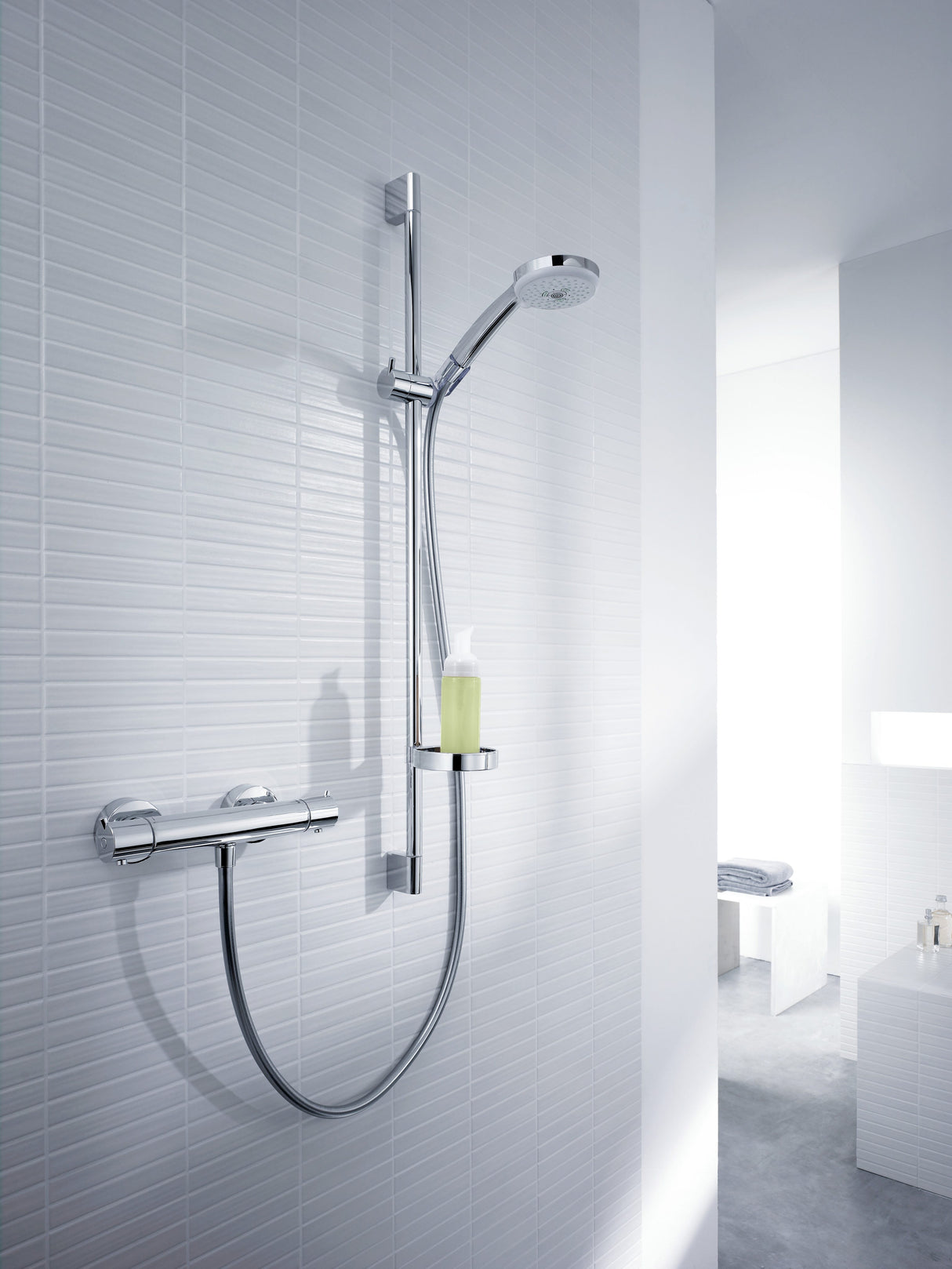 hansgrohe Croma 100 Brausesystem Aufputz Multi mit Ecostat Comfort Thermostat und Brausestange 90 cm, Chrom