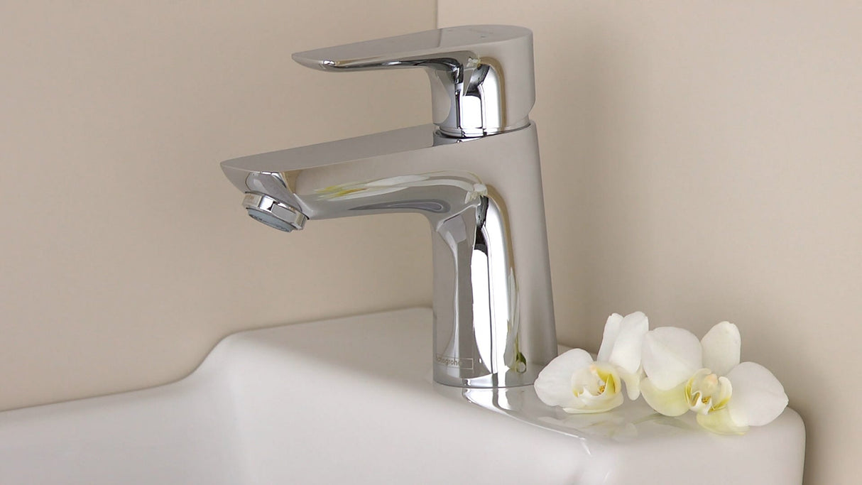 hansgrohe Talis E Einhebel-Waschtischmischer 80 mit Zugstangen-Ablaufgarnitur, Chrom