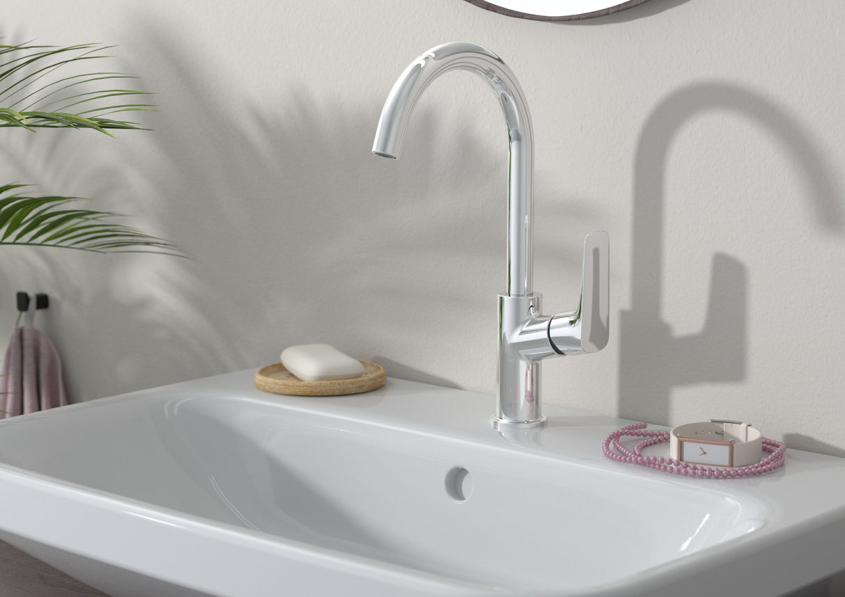 hansgrohe Logis Einhebel-Waschtischmischer 210 mit Schwenkauslauf und Zugstangen-Ablaufgarnitur, Chrom