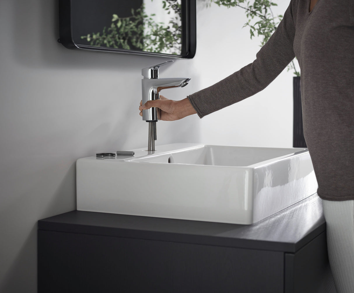 hansgrohe Logis Einhebel-Waschtischmischer 100 mit Zugstangen-Ablaufgarnitur, Chrom