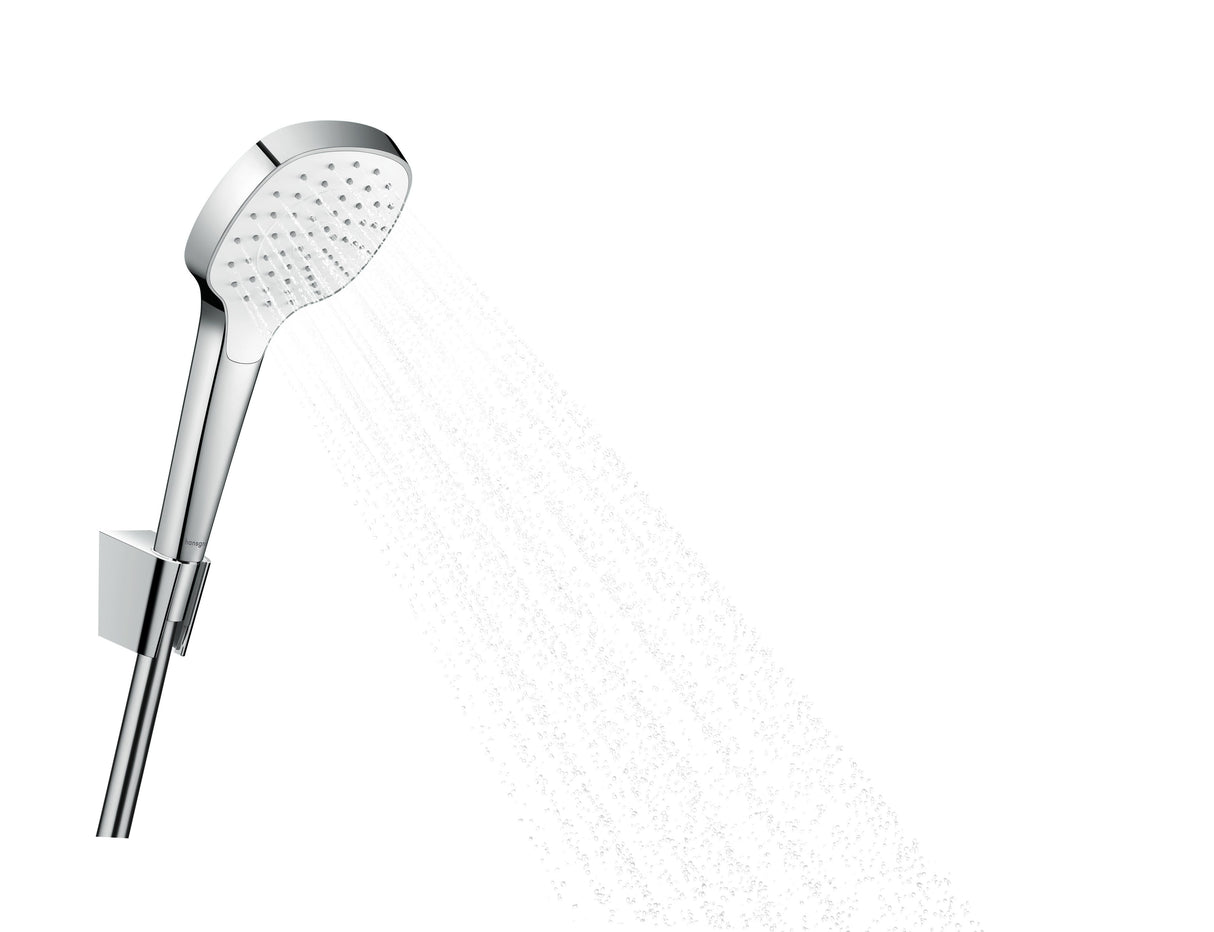 hansgrohe Croma Select E Brausehalterset 110 1jet mit Brauseschlauch 125 cm, Weiß/Chrom