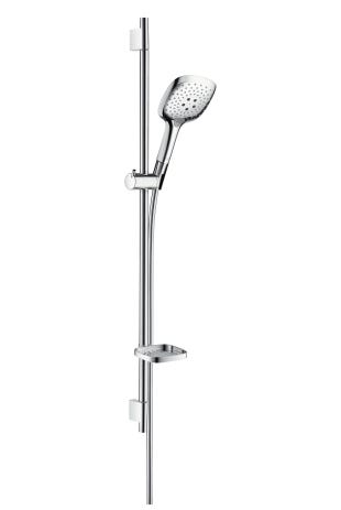 hansgrohe Raindance Select E Brauseset 150 3jet mit Brausestange 90 cm und Seifenschale, Chrom