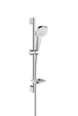 hansgrohe Croma Select E Brauseset 110 Vario mit Brausestange 65 cm und Seifenschale, Weiß/Chrom