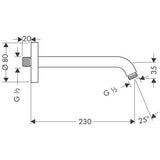 hansgrohe Brausearm 23 cm, Chrom