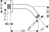 hansgrohe Brausearm 12,8 cm, Chrom