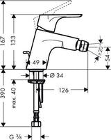 hansgrohe Focus Einhebel-Bidetmischer mit Zugstangen-Ablaufgarnitur, Chrom