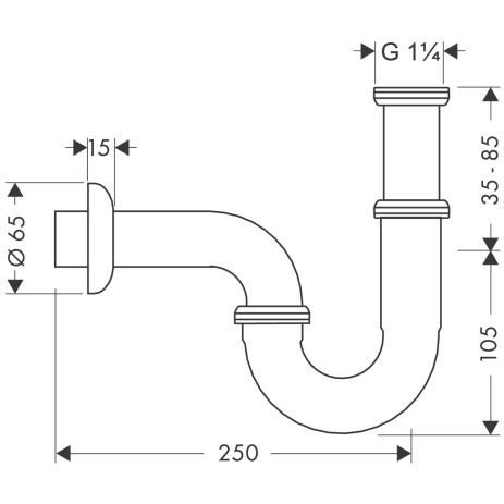hansgrohe Röhrensiphon Standardmodell, Chrom