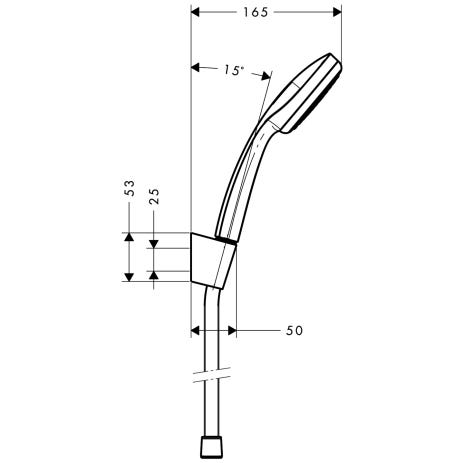 hansgrohe Croma 100 Brausehalterset Mono mit Brauseschlauch 125 cm, Chrom