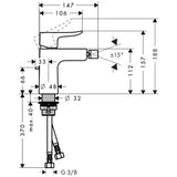 hansgrohe Metris Einhebel-Bidetmischer mit Zugstangen-Ablaufgarnitur, Chrom