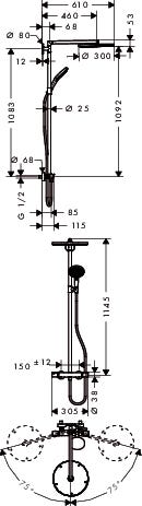 hansgrohe Raindance S Showerpipe 300 1jet mit Thermostat, Chrom