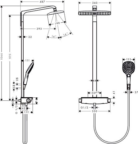 hansgrohe Raindance E Showerpipe 360 1jet mit Thermostat