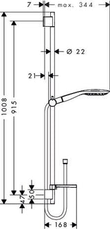 hansgrohe Raindance Select E Brauseset 150 3jet mit Brausestange 90 cm und Seifenschale, Chrom