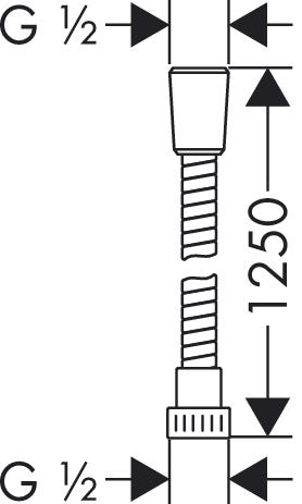 hansgrohe Metaflex Brauseschlauch, Kunststoff, Chrom, mit Umflechtung, ohne mitdrehenden Anschluss, Gewinde 1/2 Zoll