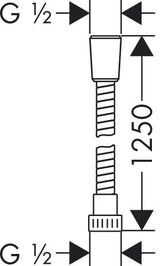 hansgrohe Metaflex Brauseschlauch, Kunststoff, Chrom, mit Umflechtung, ohne mitdrehenden Anschluss, Gewinde 1/2 Zoll