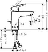 hansgrohe Logis Einhebel-Waschtischmischer 100 mit Zugstangen-Ablaufgarnitur, Chrom