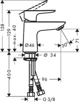 hansgrohe Talis E Einhebel-Waschtischmischer 80 ohne Ablaufgarnitur, Chrom