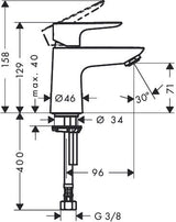 hansgrohe Talis E Standventil 80 mit Hebelgriff für Kaltwasser oder vorgemischtes Wasser ohne Ablaufgarnitur, Chrom