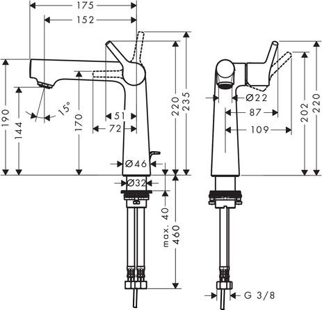 hansgrohe Talis S Einhebel-Waschtischmischer 140 mit Zugstangen-Ablaufgarnitur, Chrom