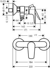 hansgrohe Talis E Einhebel-Brausemischer Aufputz, Chrom