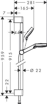 hansgrohe Crometta Brauseset 100 Vario mit Brausestange 90 cm, Weiß/Chrom