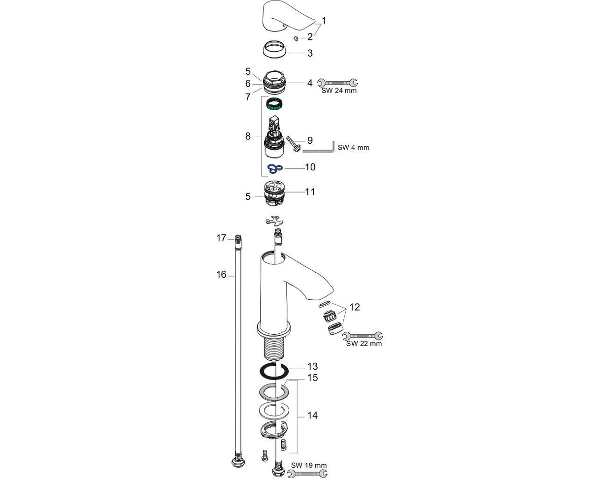 hansgrohe Metris Einhebel-Waschtischmischer 100 für Handwaschbecken ohne Ablaufgarnitur, Chrom