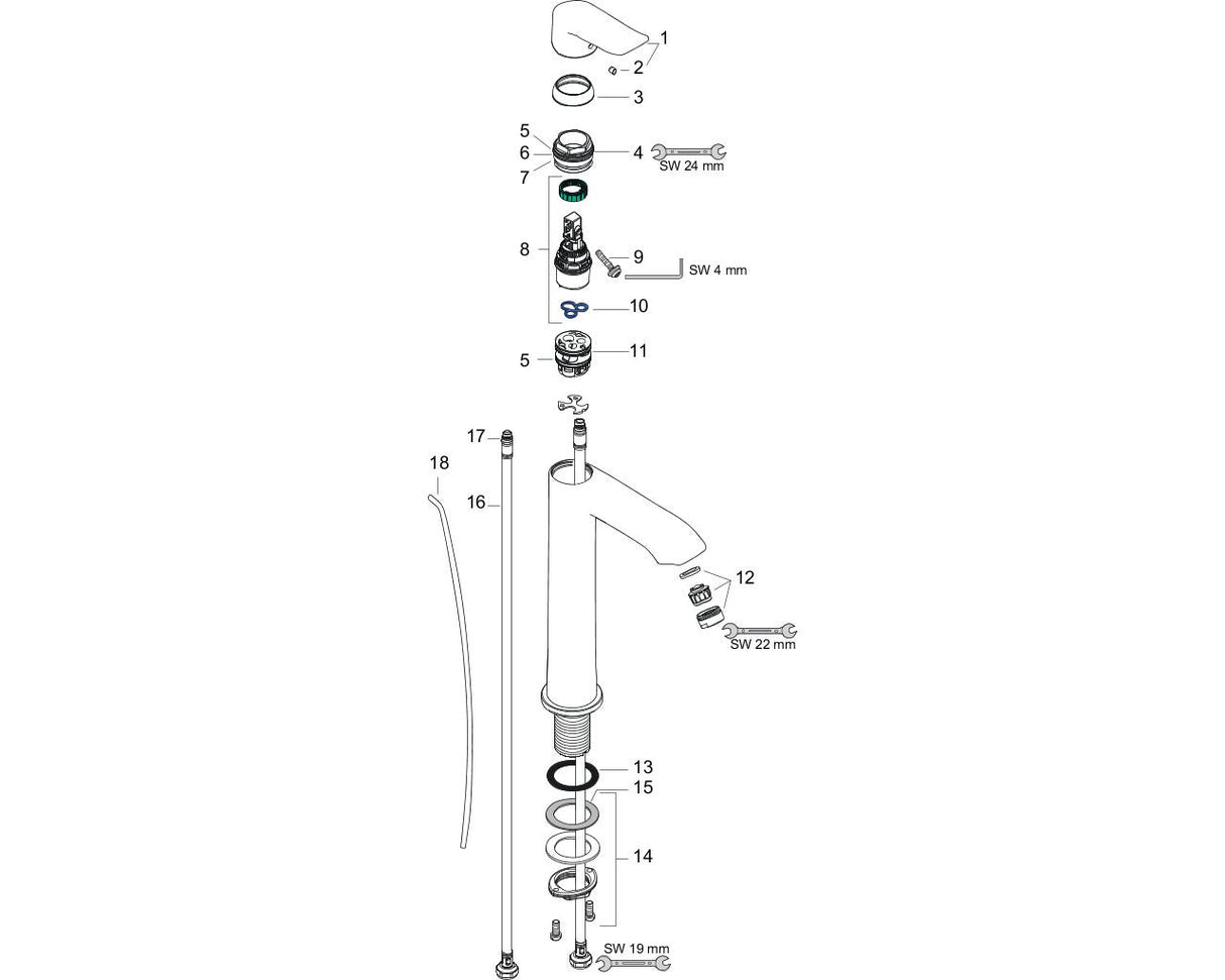 hansgrohe Metris Einhebel-Waschtischmischer 200 mit Zugstangen-Ablaufgarnitur, Chrom