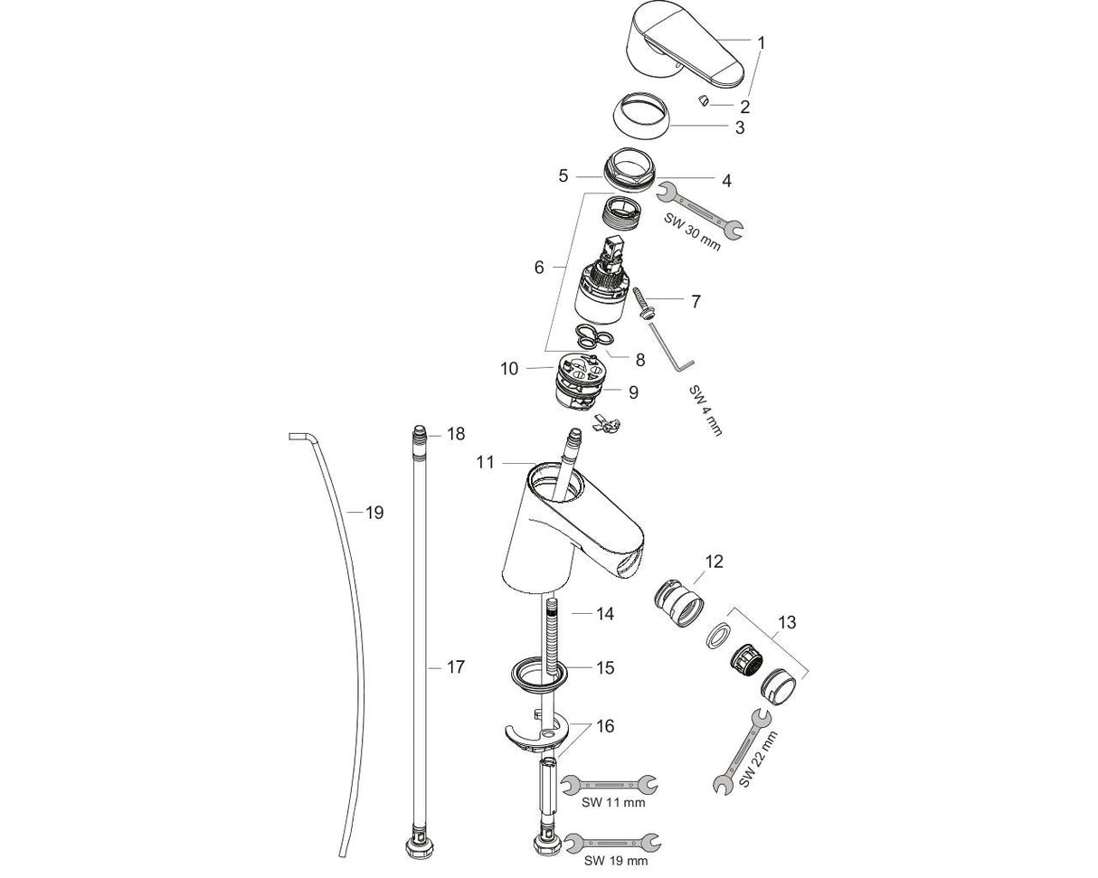 hansgrohe Focus Einhebel-Bidetmischer mit Zugstangen-Ablaufgarnitur, Chrom