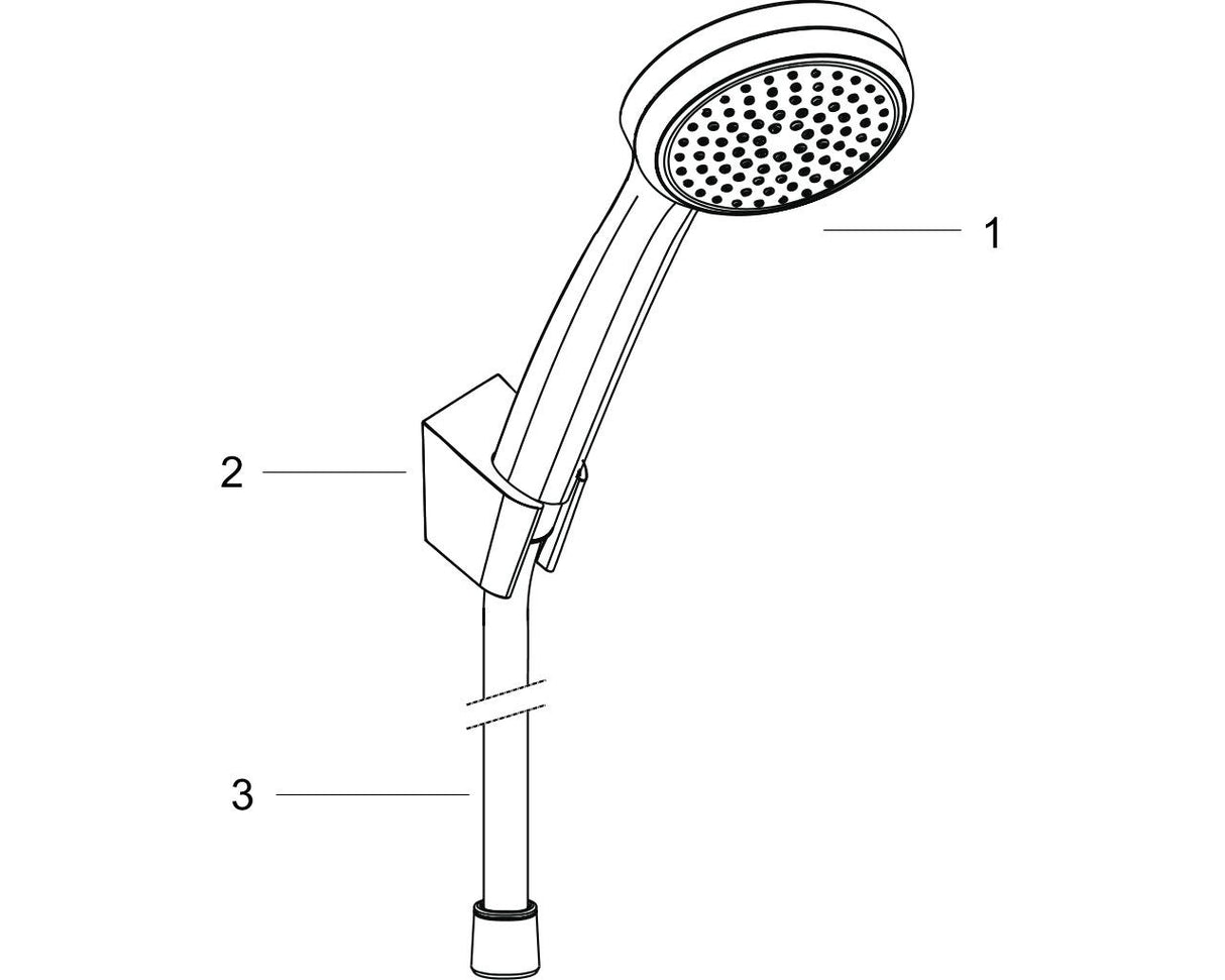 hansgrohe Croma 100 Brausehalterset Mono mit Brauseschlauch 125 cm, Chrom