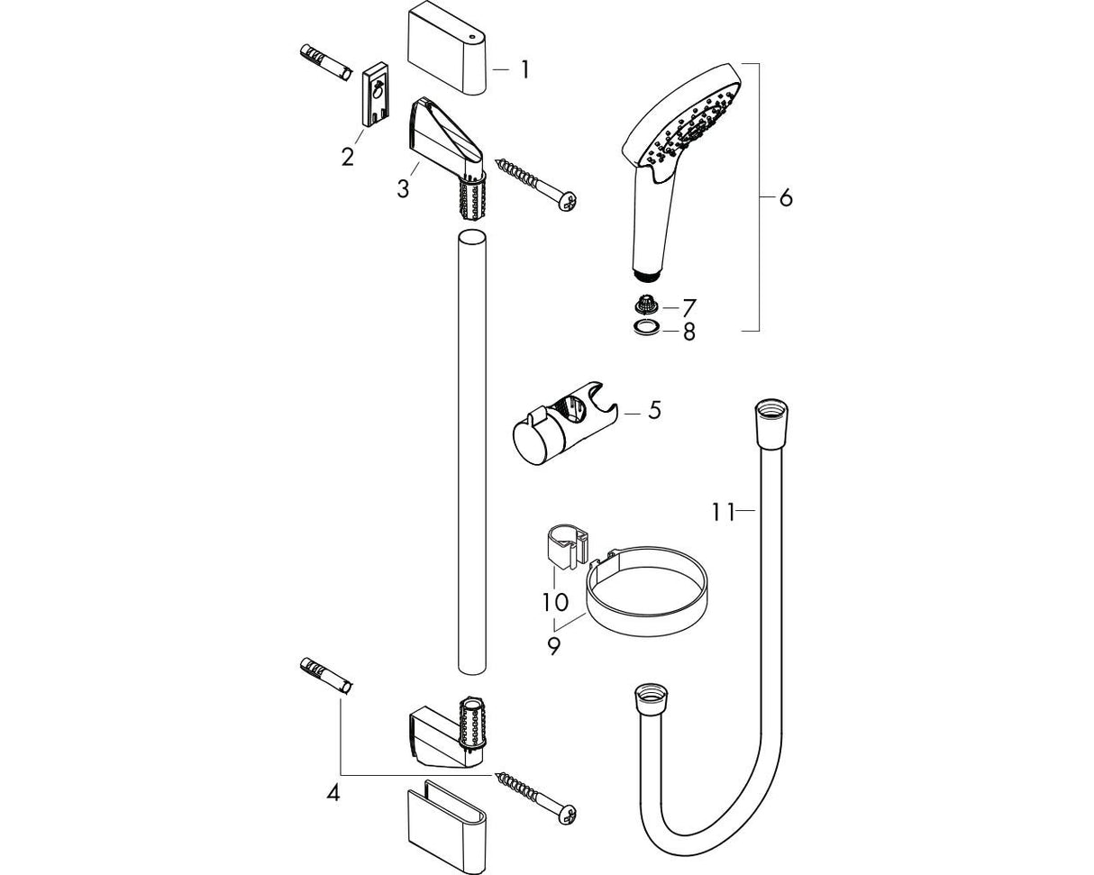 hansgrohe Croma Select S Brauseset 110 Vario mit Brausestange 65 cm und Seifenschale, Weiß/Chrom