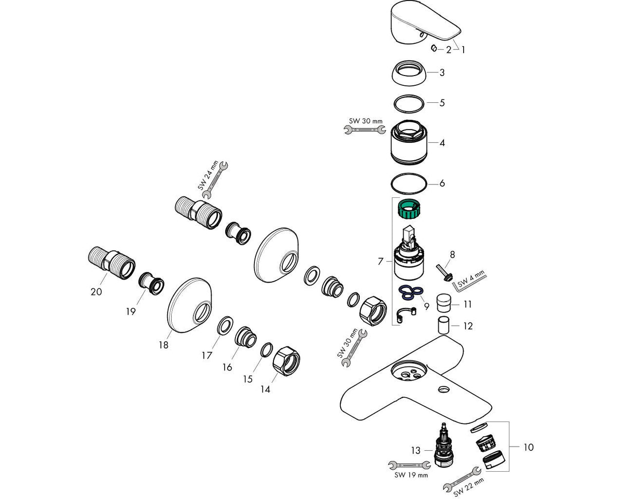 hansgrohe Talis E Einhebel-Wannenmischer Aufputz, Chrom