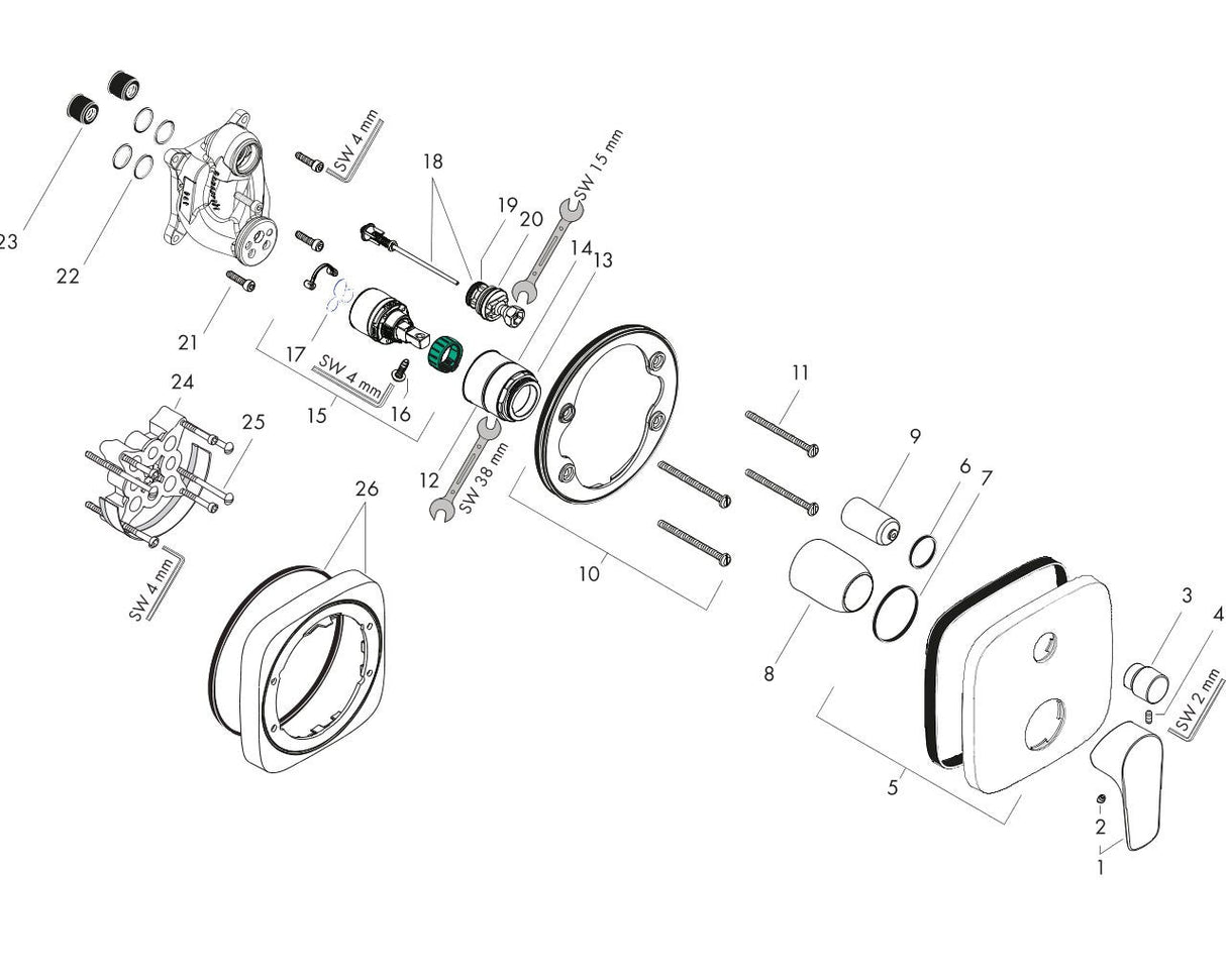hansgrohe Talis E Einhebel-Wannenmischer Unterputz für iBox universal, Chrom