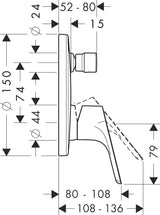 hansgrohe Focus Einhebel-Wannenmischer Unterputz mit integrierter Sicherungskombination nach EN1717 für iBox universal, Chrom