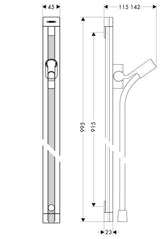 hansgrohe Unica Brausestange Raindance 90 cm mit Isiflex Brauseschlauch 160 cm, Chrom