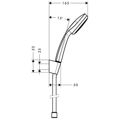 hansgrohe Croma 100 Brausehalterset Mono mit Brauseschlauch 125 cm, Chrom