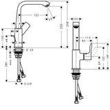 hansgrohe Metris Einhebel-Waschtischmischer 230 mit Zugstangen-Ablaufgarnitur, Chrom