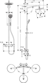 hansgrohe Croma Showerpipe 220 1jet mit Thermostat, Chrom