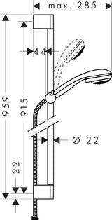 hansgrohe Crometta 85 Brauseset Multi mit Brausestange 90 cm, Chrom