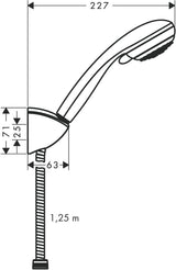 hansgrohe Crometta 85 Brausehalterset Vario mit Brauseschlauch 125 cm, Chrom