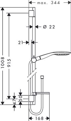 hansgrohe Raindance Select E Brauseset 150 3jet mit Brausestange 90 cm und Seifenschale, Chrom