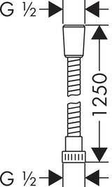 hansgrohe Metaflex Brauseschlauch, Kunststoff, Chrom, mit Umflechtung, ohne mitdrehenden Anschluss, Gewinde 1/2 Zoll