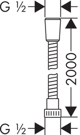 hansgrohe Metaflex Brauseschlauch, Kunststoff, Chrom, mit Umflechtung, ohne mitdrehenden Anschluss, Gewinde 1/2 Zoll