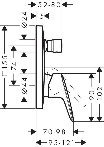 hansgrohe Logis Einhebel-Wannenmischer Unterputz für iBox universal, Chrom