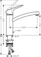 hansgrohe Logis M31 Einhebel-Küchenmischer 160, 1jet, Chrom