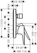 hansgrohe Talis E Einhebel-Wannenmischer Unterputz für iBox universal, Chrom