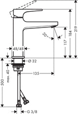 hansgrohe Metropol Einhebel-Waschtischmischer 110 mit Hebelgriff und Push-Open Ablaufgarnitur, Chrom