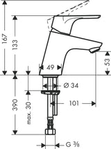 hansgrohe Focus Standventil 70 mit Hebelgriff für Kaltwasser oder vorgemischtes Wasser ohne Ablaufgarnitur, Chrom